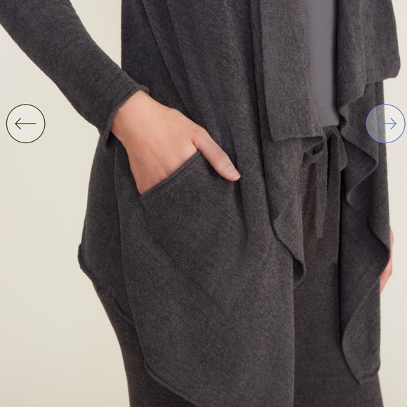 Barefoot Dreams Cozy Chic Lite Hi/Lo Cardigan Dark Gray/Carbon S/M - Picture 5 of 11